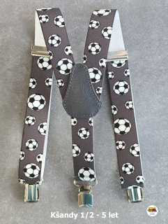 Dětské kšandy/šle Fotbalový míč na šedé č.182