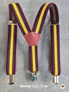 Dětské kšandy/šle Pruh hnědý se žlutou č.184