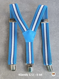 Dětské kšandy/šle Pruh světle modrý s bílou č.185