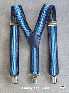 Dětské kšandy/šle Pruh tmavší modrý s bílou č.186