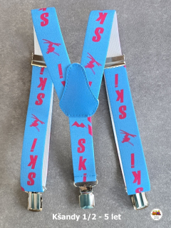 Dětské kšandy/šle SKI MOUNTAINS na modré č.189