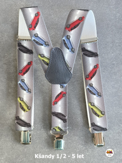 Dětské kšandy/šle Auta na šedé č.192