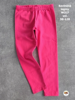 Legíny bavlněné s elastanem Wolf H2147 růžové vel.128
