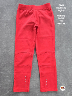 Legíny-tepláky bavlněné s elastanem Wolf T2473 červené vel.128