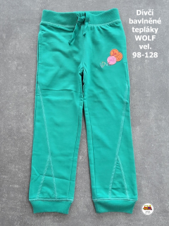 Dívčí tepláky bavlněné Wolf T2480 zelené vel. 98