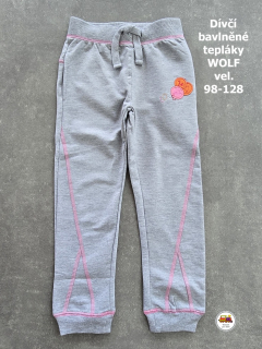 Dívčí tepláky bavlněné Wolf T2480 šedé vel.104