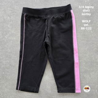 Šortky dívčí bavlněné 3/4 Wolf H2944 černé vel. 86