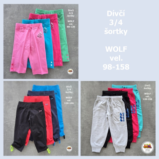 NOVINKA-MIX -Šortky dívčí bavlněné Wolf vel. 98-158