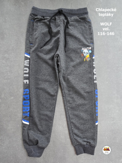 Chlapecké tepláky Wolf T2578B SKATER šedé vel.146