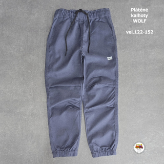 NOVINKA-Kalhoty sportovní plátěné Wolf T2664 modrošedé vel.122, 128, 134, 140, 146, 152