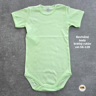 Kojenecké body bavlněné /9561/ světle zelené krátký rukáv vel.110