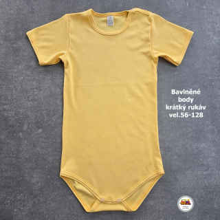 Kojenecké body bavlněné /9558/ banánově žluté krátký rukáv vel.128