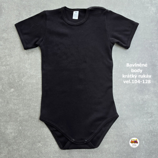 Kojenecké body bavlněné /9534/ černé krátký rukáv vel.104