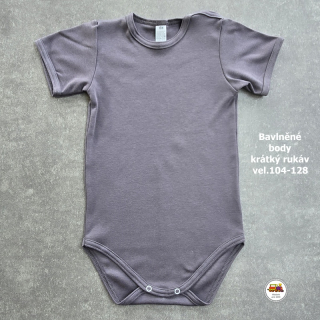 Kojenecké body bavlněné /9531/ tmavě šedé krátký rukáv vel.104