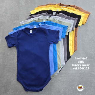 NOVINKA-Kojenecké body bavlněné krátký rukáv vel.104, 110, 116, 122, 128