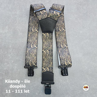 Dospělé kšandy, šle pro velké kluky a holky D43 široké Tráva na černé