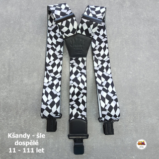 Dospělé kšandy, šle pro velké kluky a holky D46 široké Grafika na černé