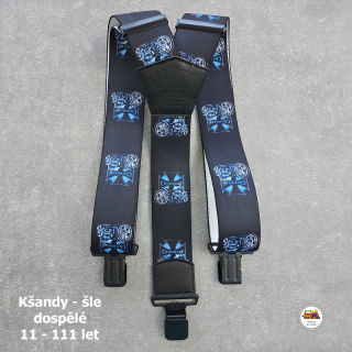 Dospělé kšandy, šle pro velké kluky a holky D47 široké Choppers na tmavě modré