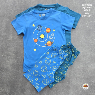 NOVINKA-Chlapecké pyžamo letní Wolf S2661 modré vel.104, 110, 116, 122, 128, 134
