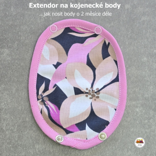 Extendor k prodloužení kojeneckého body /69/ Květiny růžové
