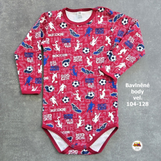 Kojenecké body bavlněné /9476/ Fotbal na červené vel. 80