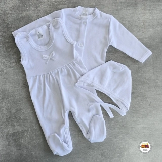 Kojenecká bavlněná souprava do porodnice bílá vel.56